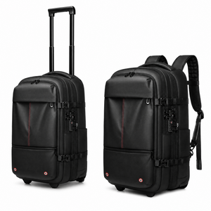 AirVault Roller Edition 2-in-1 hybrid display showing backpack mode alongside trolley luggage mode