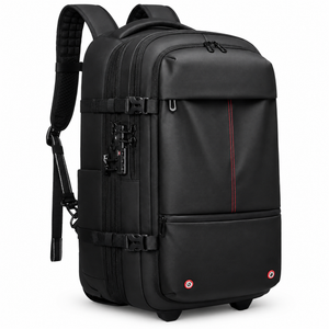 AirVault 2-in-1 rolling backpack side profile with TSA combination lock and compression buckles